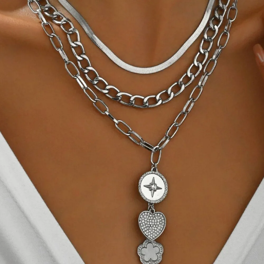 Stainless Steel Gold Layered Necklace - Picture 4 of 5